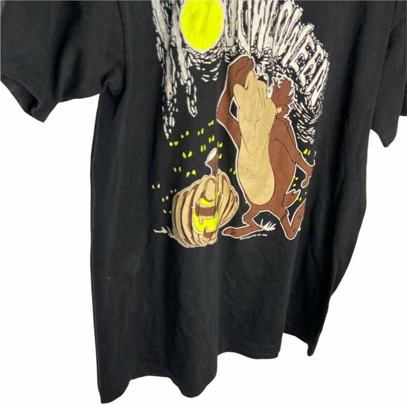Vintage TAZMANIAN DEVIL HALLOWEEN T-SHIRT M HOWL MOON JACK O LANTERN Looney - Picture 2 of 5